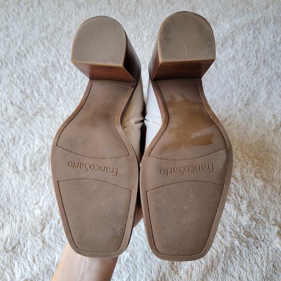 Franco Sarto Stormy Bootie Heeled Ankle Boot Cream Ivory Zip Up Size 9 - Picture 8 of 13